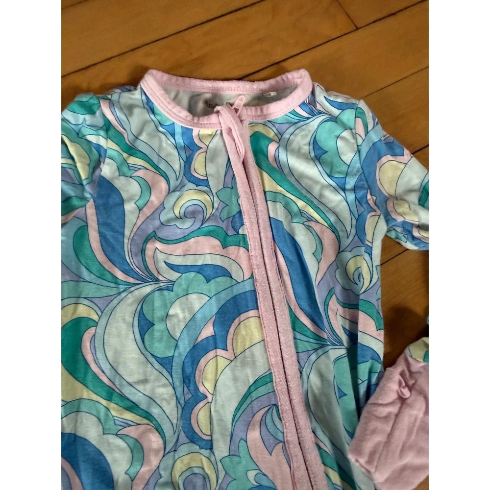 Angel Dear Bamboo Viscose Footie Sleeper Blue Pink Swirl 12-18M